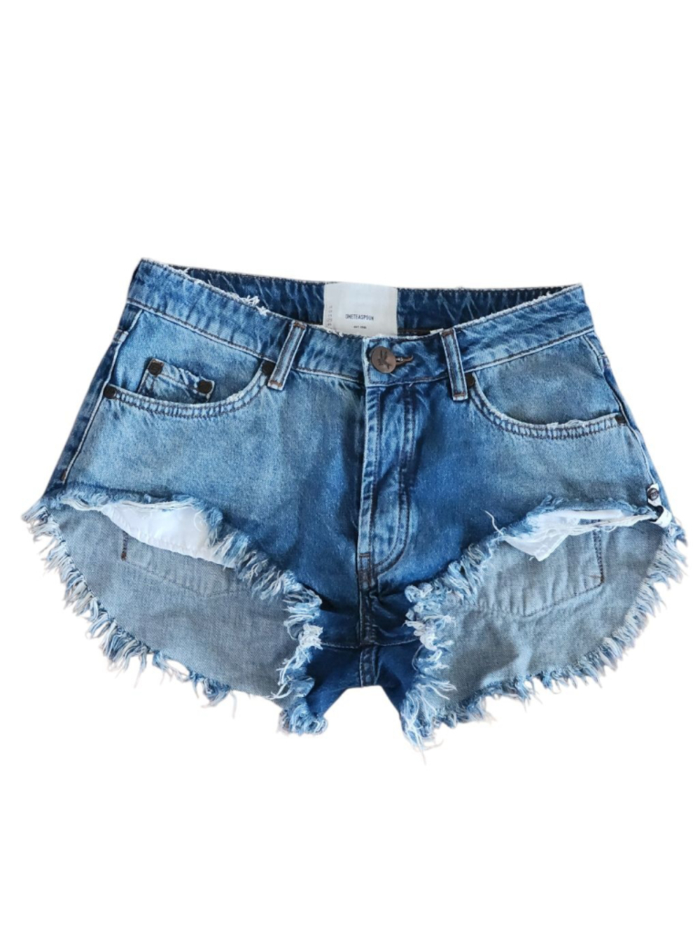 ONE TEASPOON Blue Distressed Denim Shorts Size 25